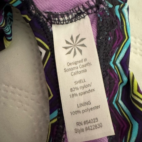 Athleta Geometric Bikini Bottoms Medium Aqua Purple Brown - Picture 4 of 5